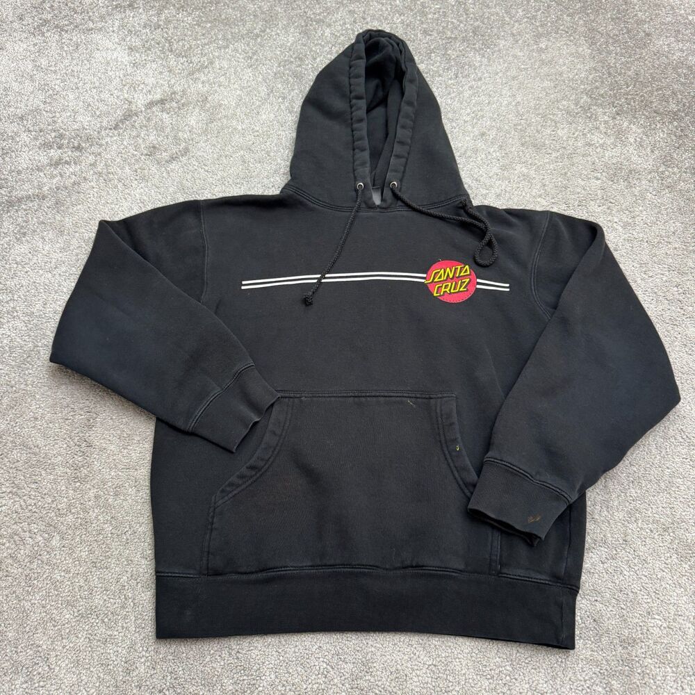Santa Cruz Skateboards Graphic Pullover Hoodie Sweatshirt Mens Small Black